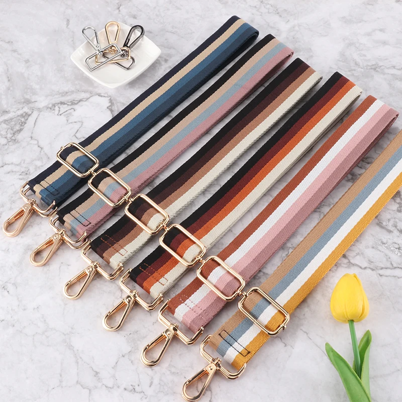 Bag Shoulder Girdle Accessories All-Match Adjustable Striped Style Personality Strap Wide Bag With Diagonal Shoulder Belt Strap