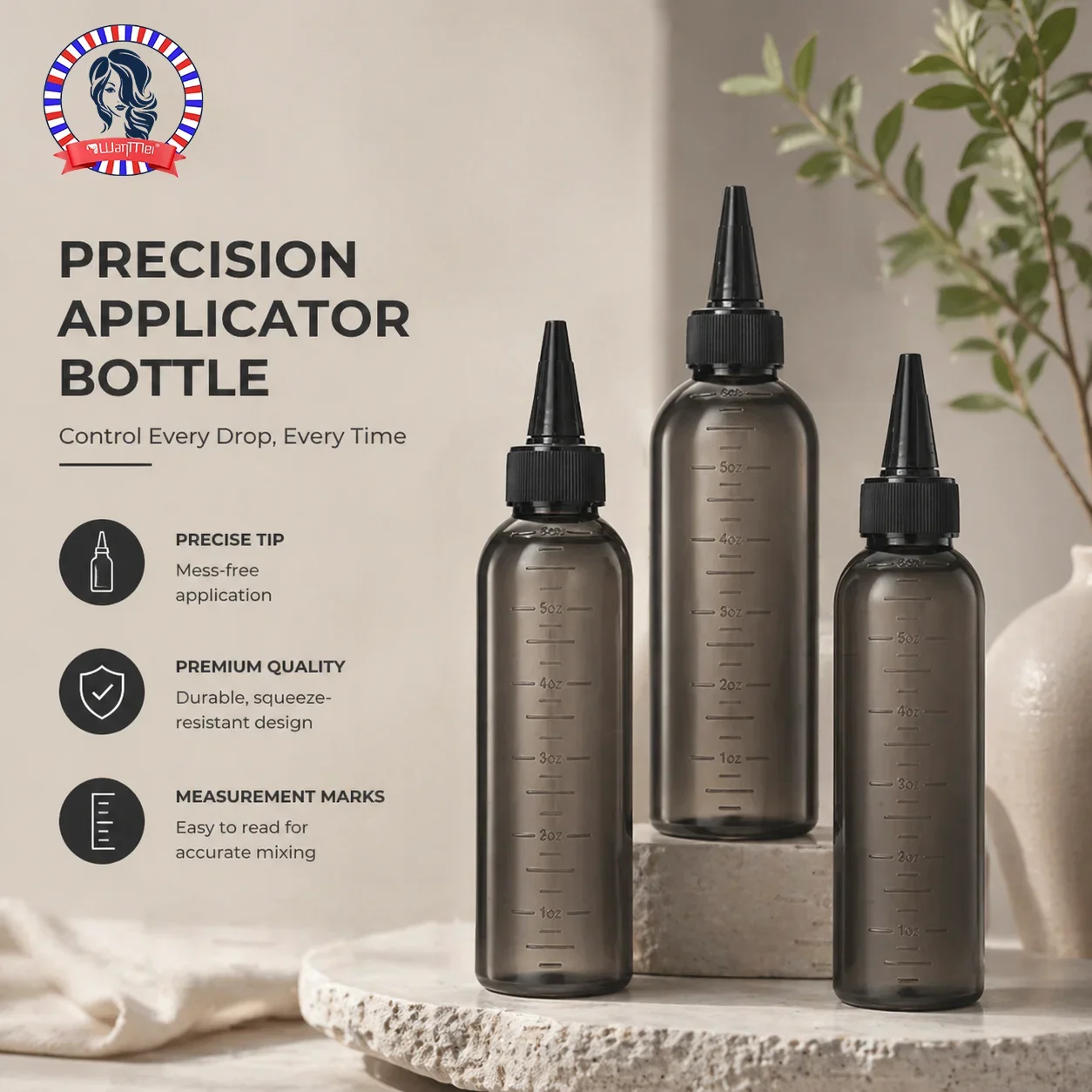 1/2/3Pcs 180ml Hair Applicator Squeeze Bottles, Refillable Bottles with Precision Tip & Measurement Marks for Hair Dye