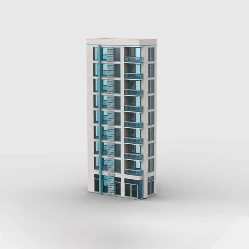 1575 pçs moc azul e branco arranha-céu cityed modelo blocos de construção montar presentes natal diy brinquedo educação crianças