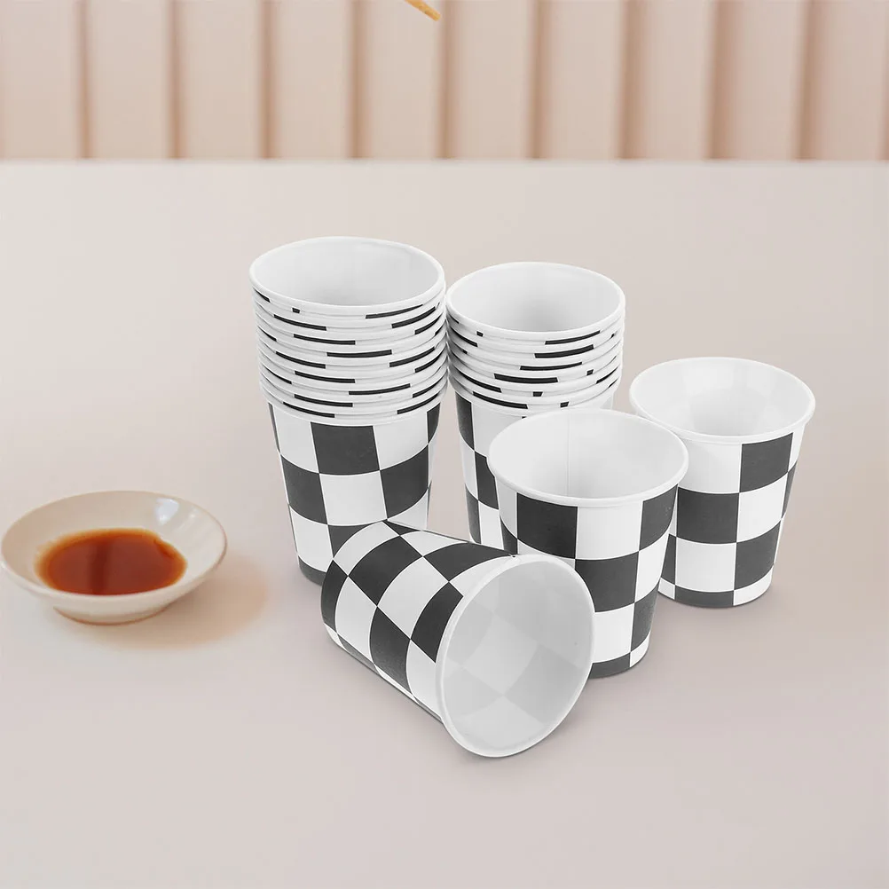 

30 Pcs Racing Themed Checkered Cups Checkered Paper Cups Black White Disposable Banquet Birthday Party Tableware