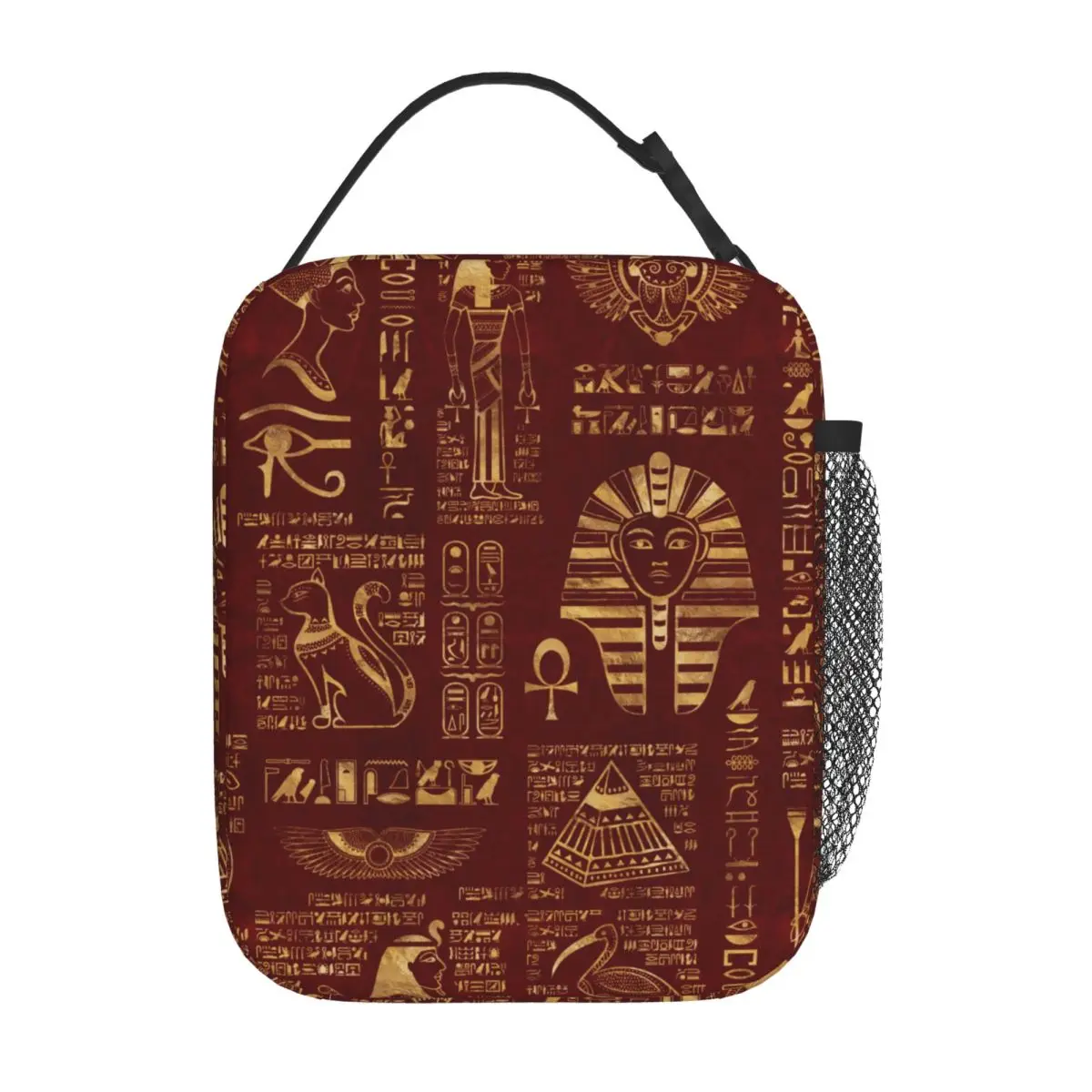 

Egyptian Hieroglyphs And Symbols Red Egypt Insulated Lunch Bag High Capacity Meal Container Cooler Bag Lunch Box Tote Work