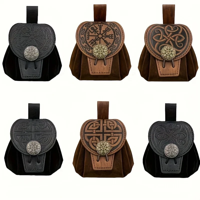 Medieval Retro Round Disk Belt Pouch Detachable Waist Bag Fit For Cosplay Stage Costume Renaissance LARP Accessory Portable Stor
