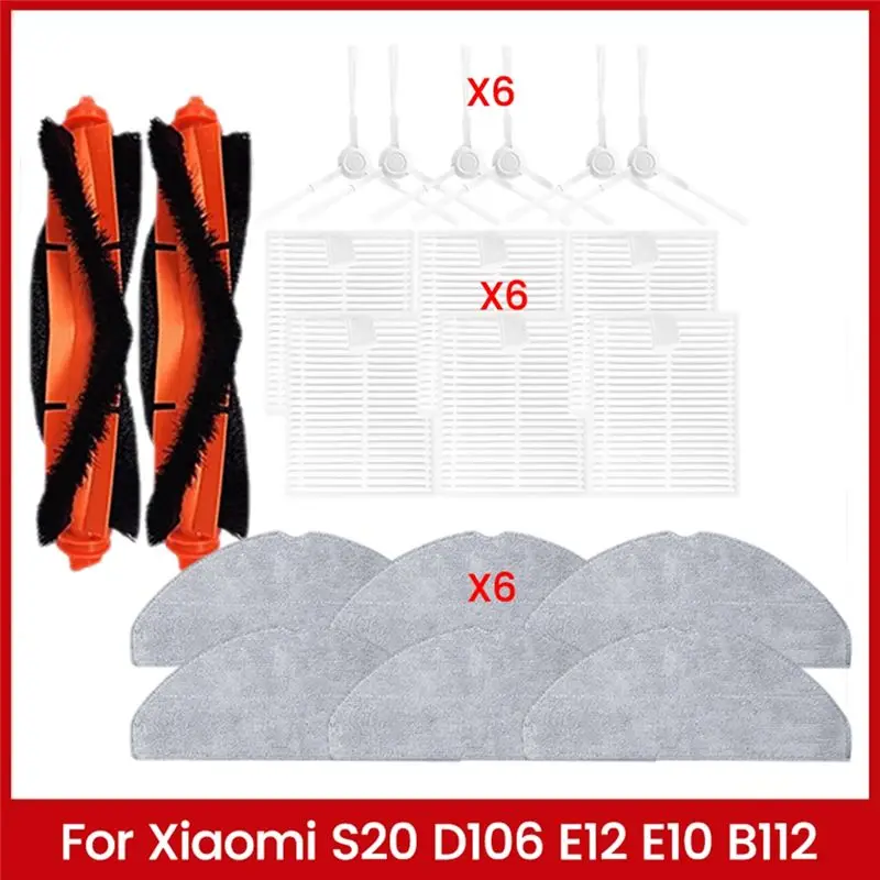 A40Z-For Xiaomi S20 D106 E12 E10 B112 Vacuum Cleaner Replacement Accessories Main Side Brush HEPA Filter Mop Cloth
