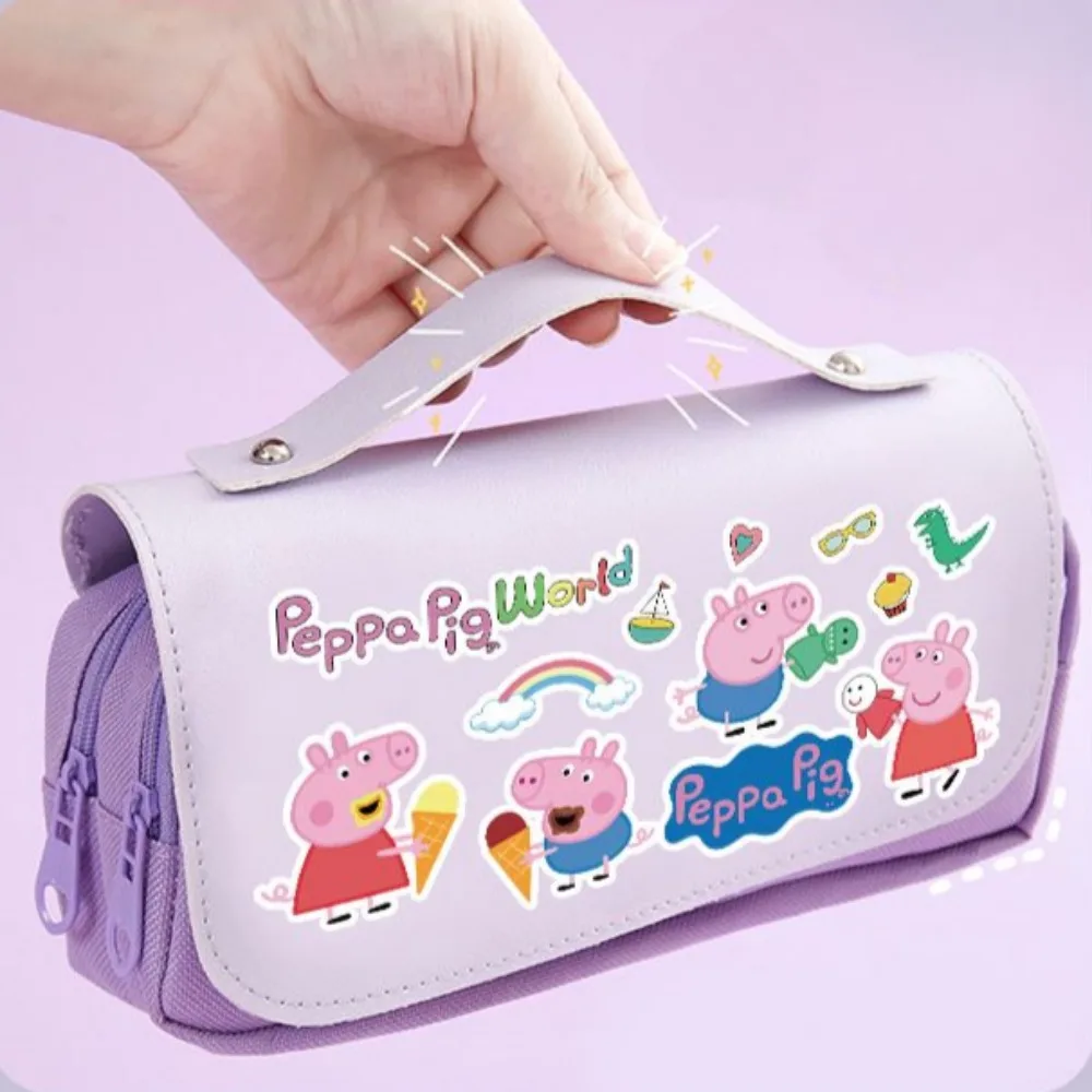 Peppa Pig DIY Pencil Case Cute Cartoon Bilayer High-capacity Good-looking Pencil Case Fashion School Supplies Kawaii Gifts