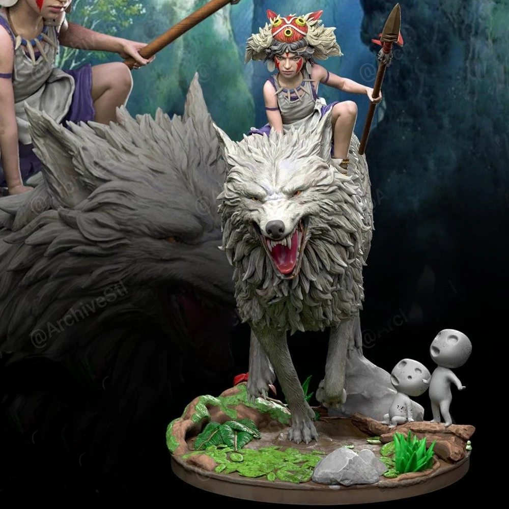 

1/24 3d Print Model Kit Fight Wolf Princess Resin Figure Model Kit Unassembled DIY Miniature Reduction Statue Unpainted Kit Toys