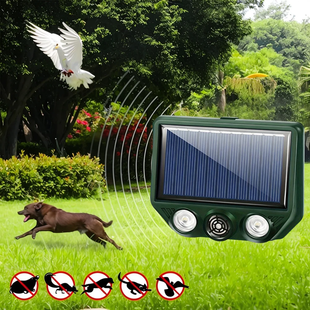 Solar Outdoor Animal Deterrent IP66 Waterproof Animal  Scarer USB Charging Animal  Device for Garden Yard Farm