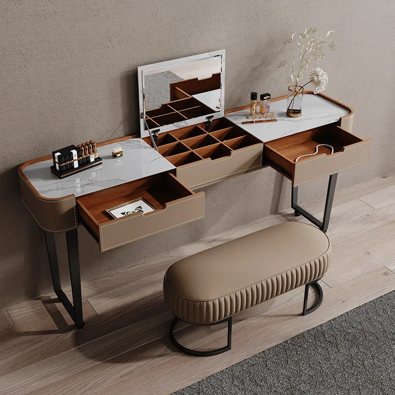 

Table Saddle Leather Mobile Desk Lazy Design Home Multifunctional Bedroom Simple Dresser