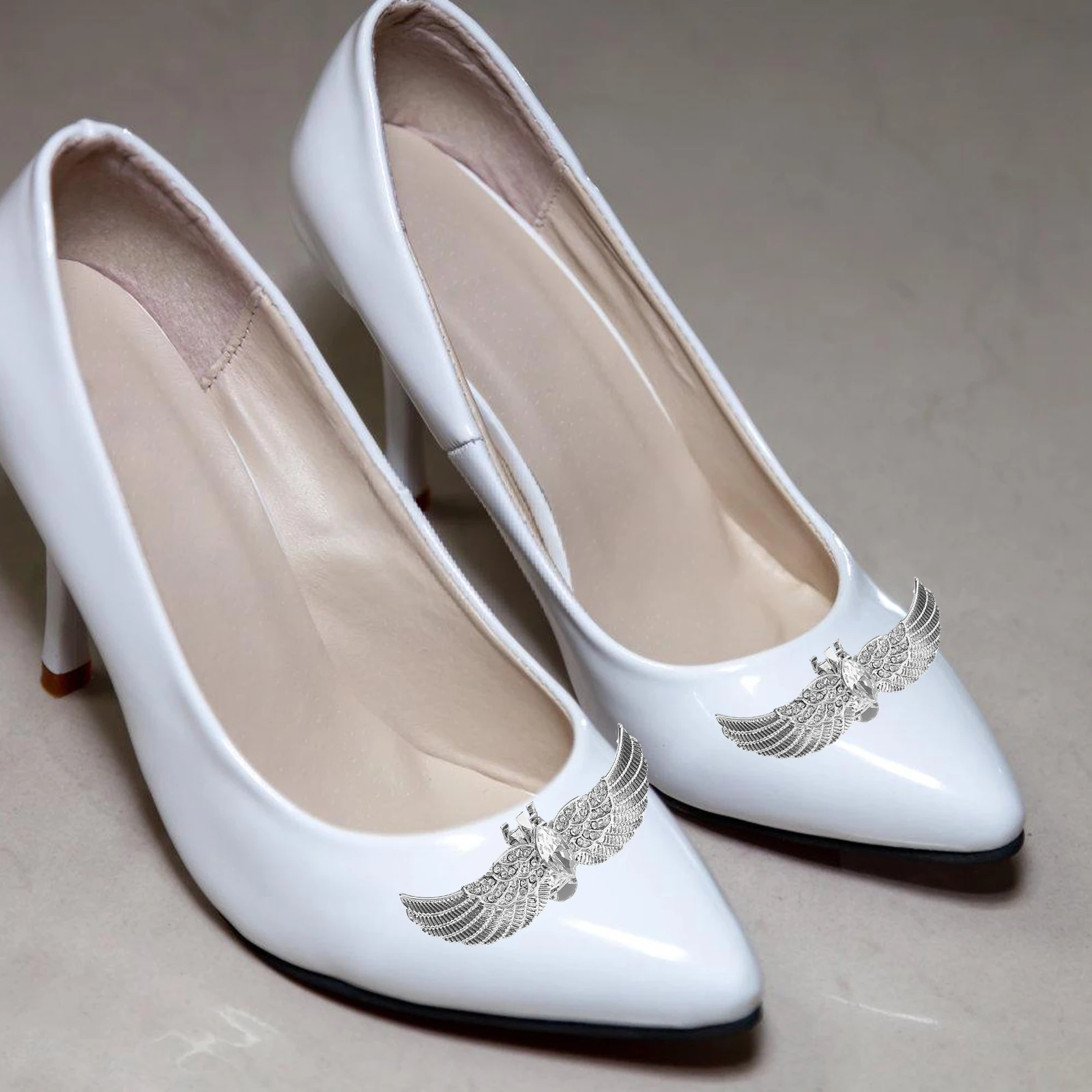 

2 Pcs Rhinestone Shoe Clips Metal Buckles Bridal Wedding Party Decorations Zinc Alloy High Heel Embellishments Shoe