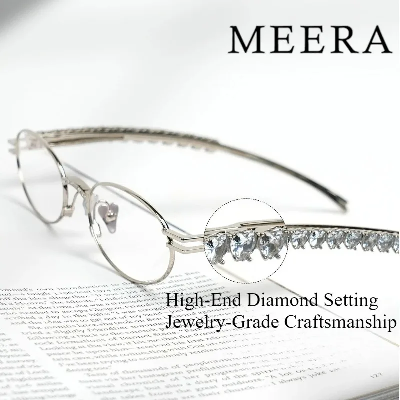 

Fashion Rhinestone Glasses Women Men Cat Eye Glasses Oval Shades Frame Vintage Bling Y2K Wedding Styles Eyeglasses Gm