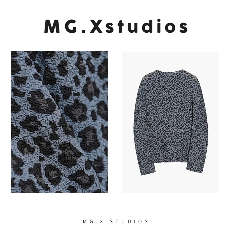 

Элегантная свободная женская блузка с длинным рукавом и круглым вырезом, с леопардовым принтом, весенний дизайн, повседневный стиль, из полиэфирного волокна