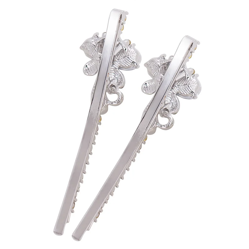 EASYA Blue Gray Rhinestone Crystal Butterfly Hairpin Headwear Hair Accessories Jewelry Sparkling Elegant Metal Hair Clips