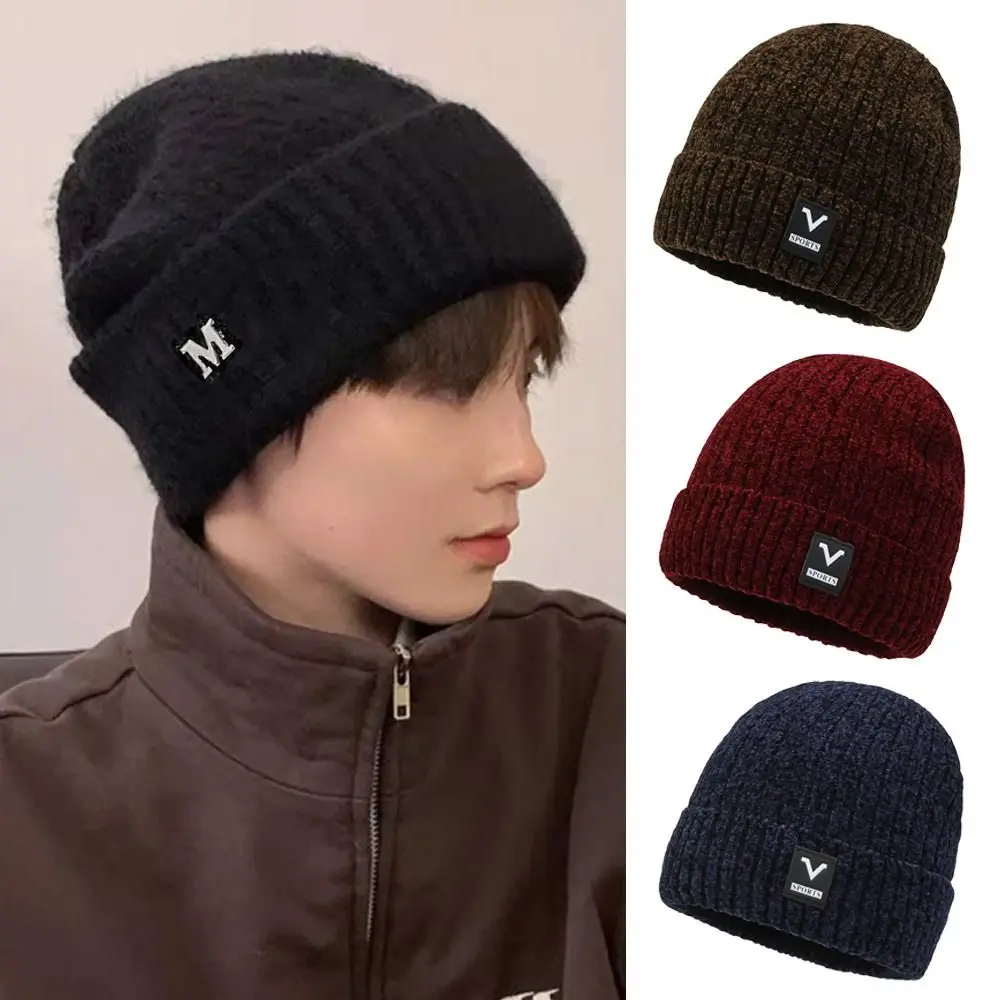 

Winter Velvet Lining Beanie Cap Crochet Bonnet Knitted Hat Warm Sports Earflap Cap Outdoor