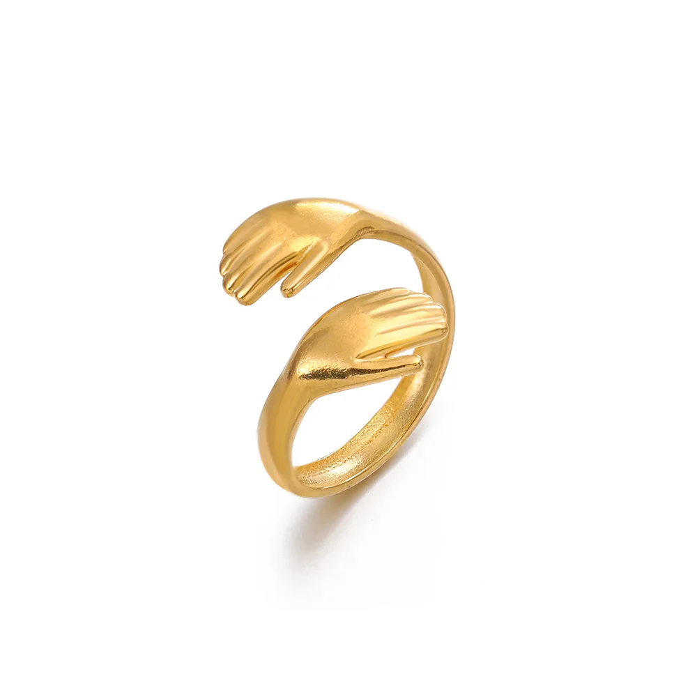 Interlocking Embrace Ring For Women Stackable Minimalist Jewelry Gold Plated Adjustable Couple Rings Minimalist Gift For Her