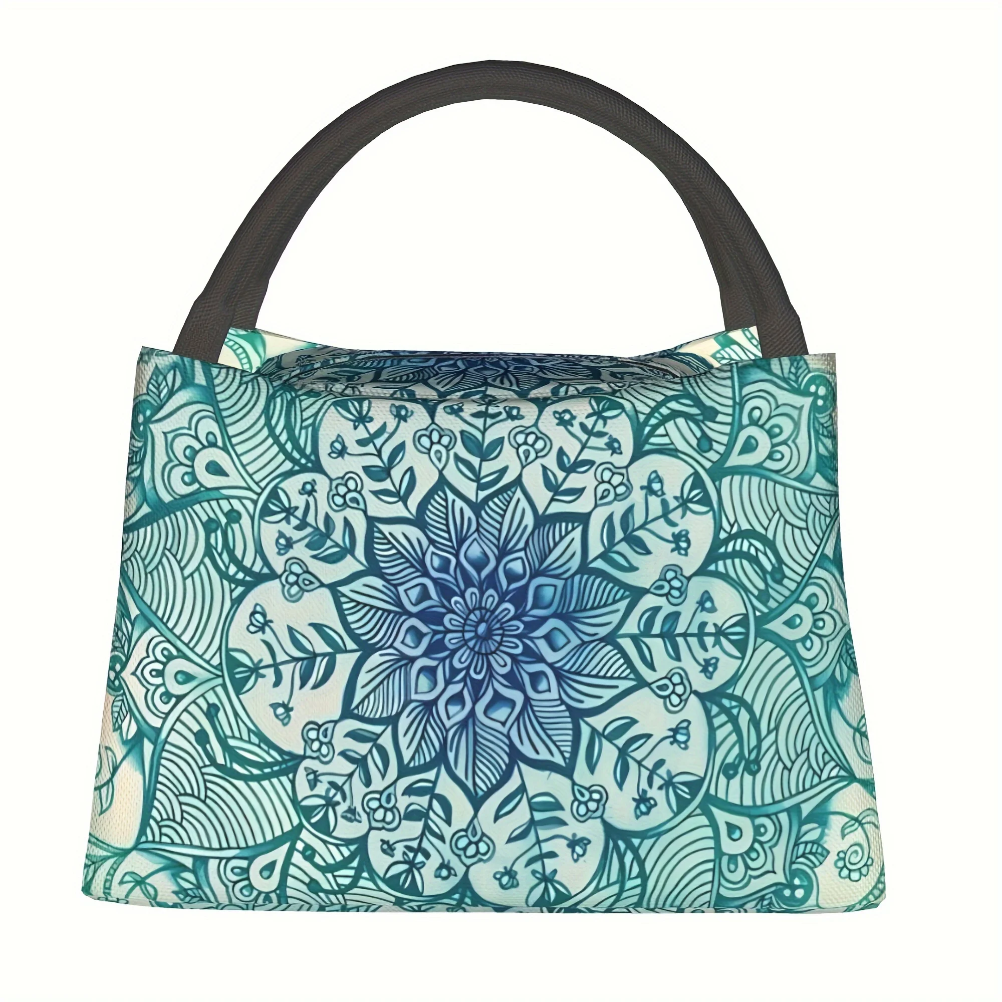 

Многоразовая изолированная сумка для обеда в богемном стиле с мандалой для кемпинга, пикников, пляжей, школьной работы