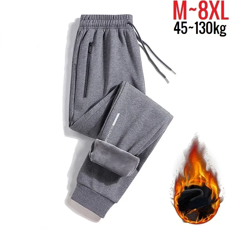 

2025 Men's Pant Fleece Lined Brushed Warm Sport Sweatpants Male Winter Jogger Trouser Sweat Sportswear Big Size Large Plus Thick