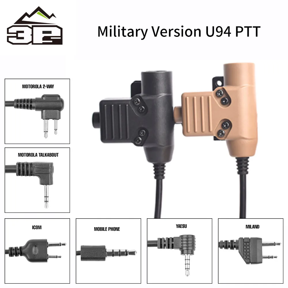 NEW U94 Tactical PTT for Original RAC TMC COMTAC Earmor Headset Hunting Military PTT Airsoft Fit Nato Plug Headphone Accessories