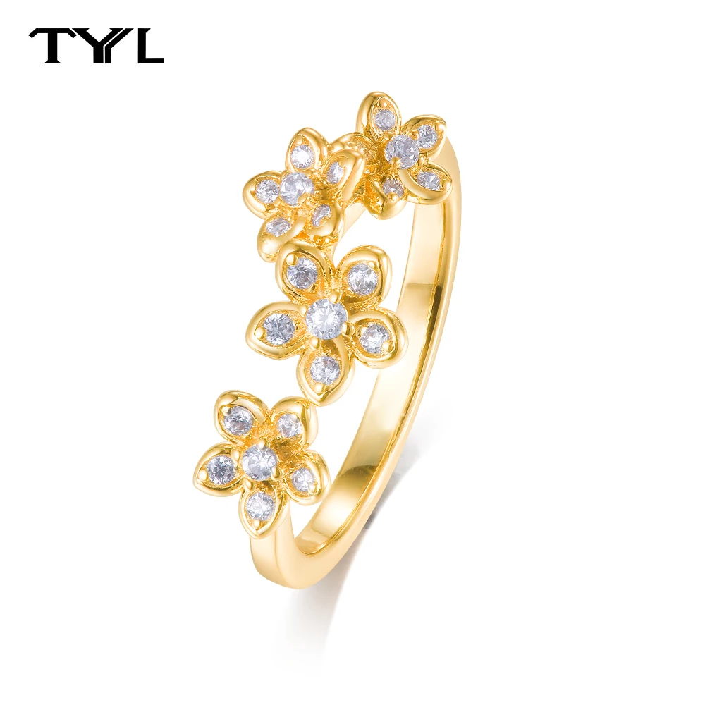 

TYYL Exclusive Irregular Flower Adjustable Open CZ Ring Artisan Crafted Elegance Women's Jewelry Trendy Valentine's Day Gift