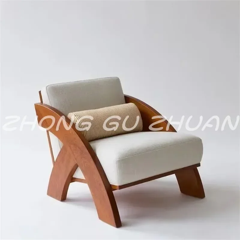 Y Medieval simple solid wood walnut sofa chair Home homestay reception leisure chair