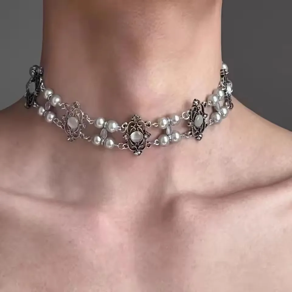 Gotische Flügel Rotes Herz Anhänger Punk Metall Silberfarben Choker Halskette für Frauen Halloween 2000er Vintage Y2K Schmuck Dekoration – Detail 3