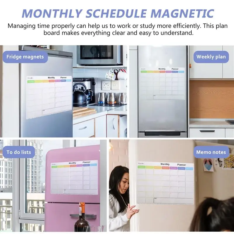 Planner Fridge Magnet Calendar Board Magnetic White Refrigerator Whiteboard Month Planning Message Erasable Calendar Board