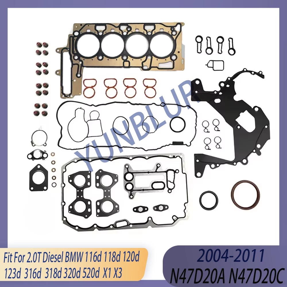 

Engine Parts Cylinder Head Full Gasket Set Fit 2.0 L T Diesel N47 N47D20C N47D20D 04-13 For BMW 1 3 5 Series X1 X3 Turbo