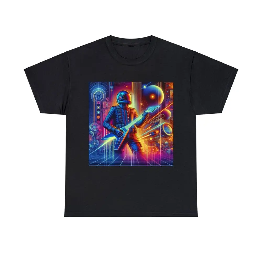 Retro Futuristic Space Cadet Rock Guitar Astronaut Synth Unisex T-shirts For Man Woman Short Summer Tees