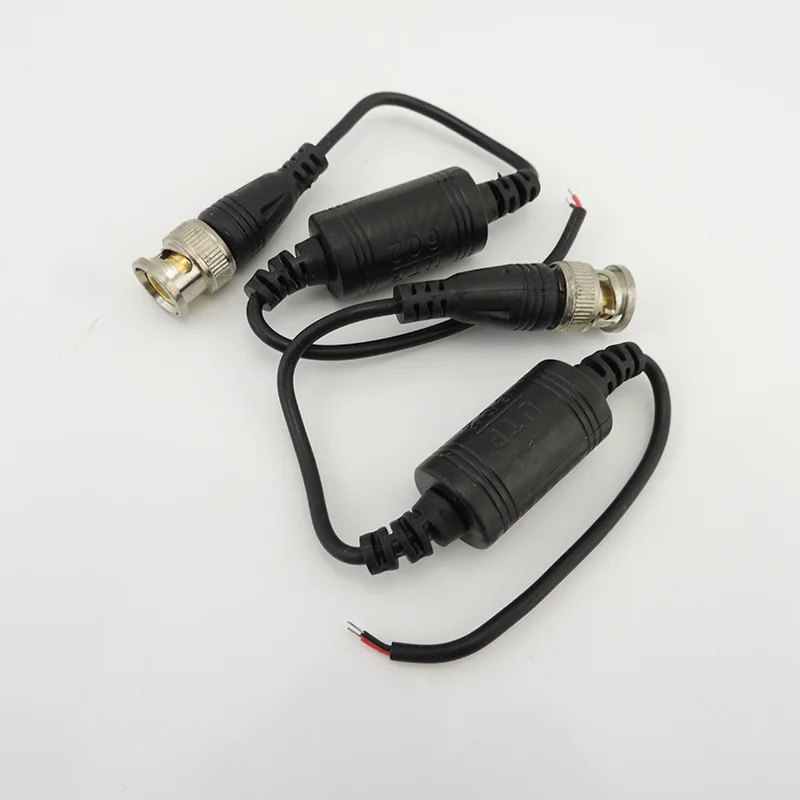 1Pair AHD/CVI/TVI HD Twisted Pair Transmitter Waterproof Passive BNC to 2-core Cable Video Balun for CCTV ABS Plastic L1