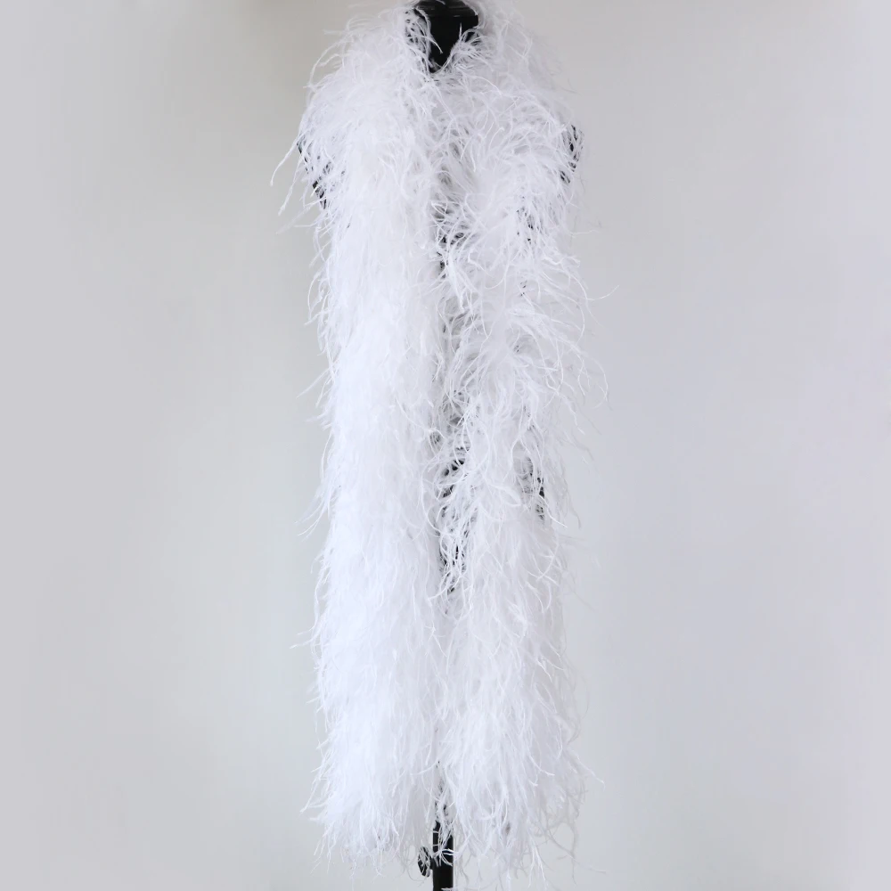 2Meters White Black Ostrich Feathers Boa (1Ply 3Ply 5Ply 10Ply 20Ply) for Crafts Cosplay Carnival DIY Plumas Decoration