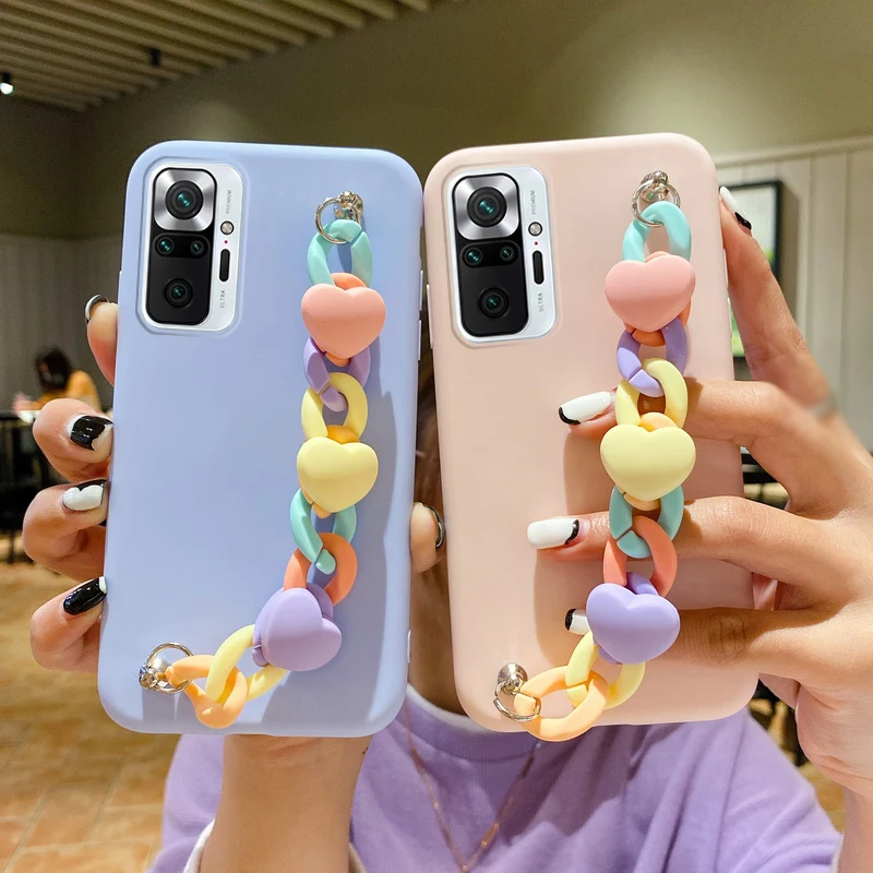 

Lovely Bracelet Chain Phone Case For Xiaomi Redmi Note11 11S 10 10S 10A 10C 9 9A 9C 9T 8A Silicone Cover case For POCO X3 X4Pro