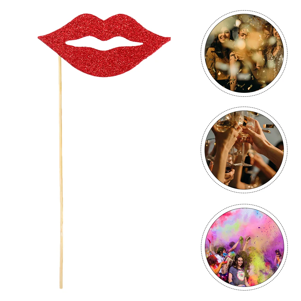 

40 Sets Decoration Photo Props Festival Lips Decorate Party Supplies Funny Red Decorative