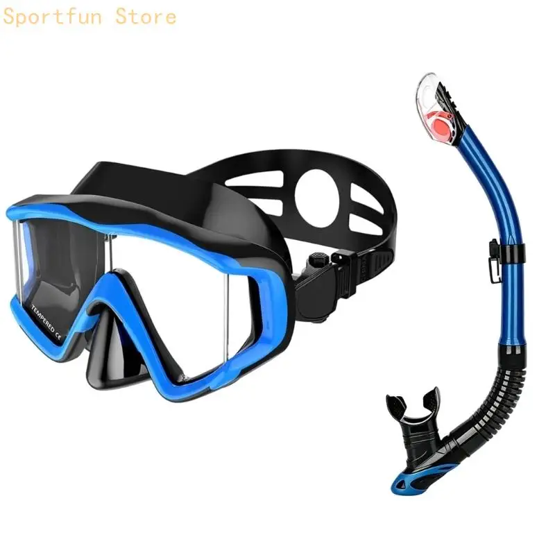 Large-Frame Swimming Mask with Three-Window Glass Design and Face Seal suited to Underwater Practice and Ocean Activity X7JD