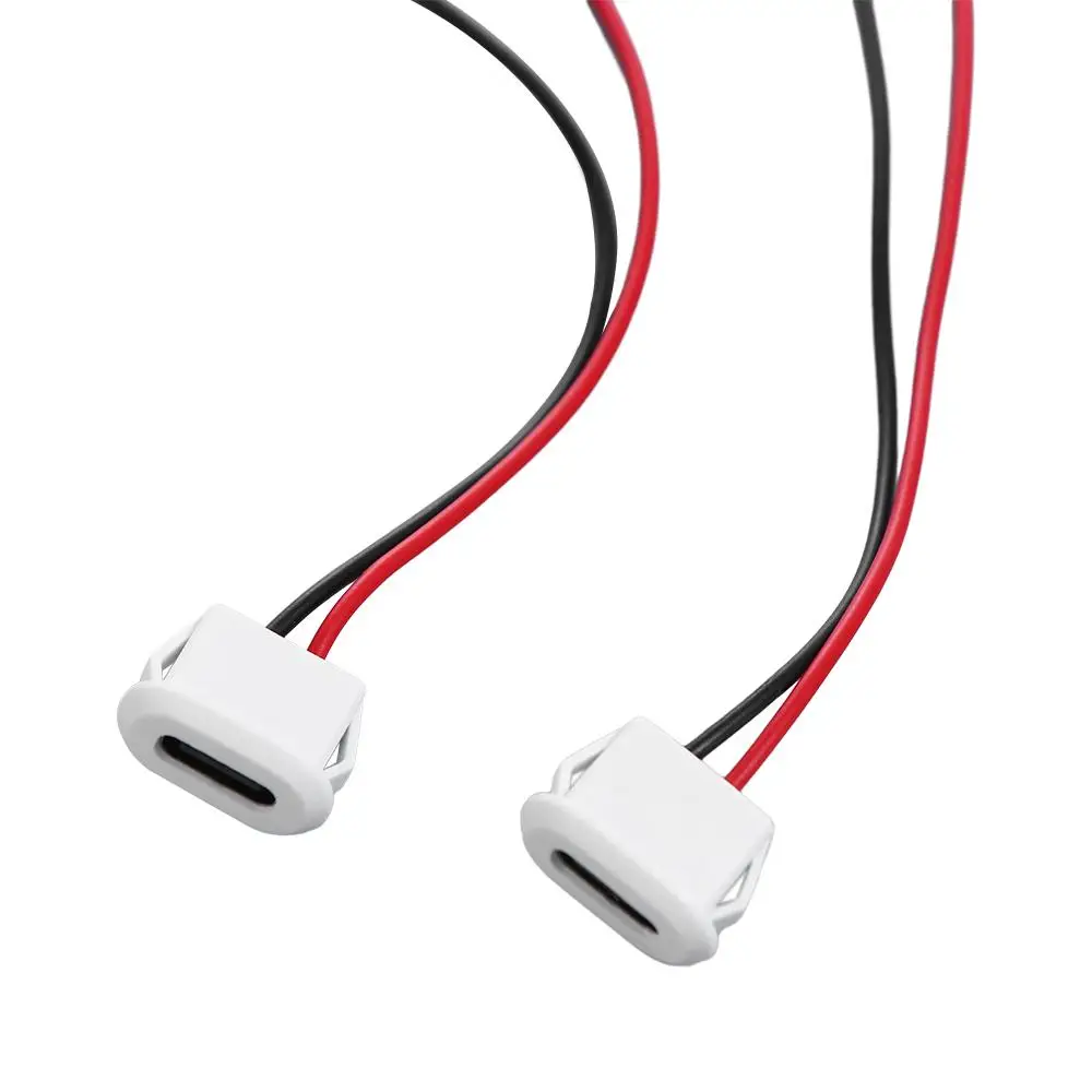 5Pcs Female Base With Welding Wire Female Socket Type-C Base Charging Interface USB-C Connector 2 Pin Connector USB-C Type