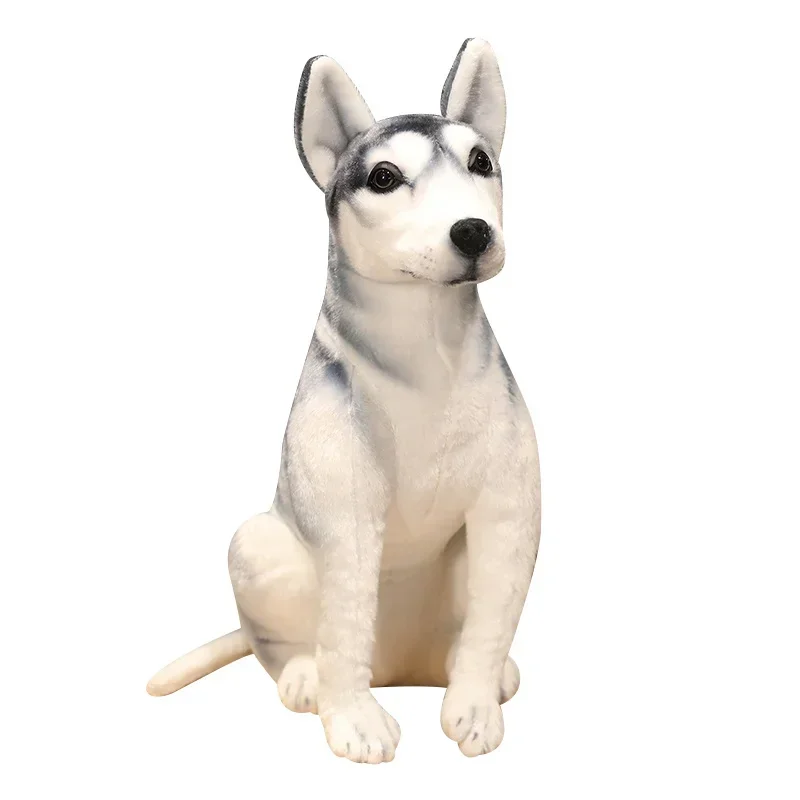 คุณภาพสูงสุนัขจําลองขนาดใหญ่ตุ๊กตาของเล่นตุ๊กตาเหมือนจริง Husky สุนัข Kawaii ตุ๊กตาตกแต่งบ้านการ์ตูนเด็กสาวของขวัญวันเกิด