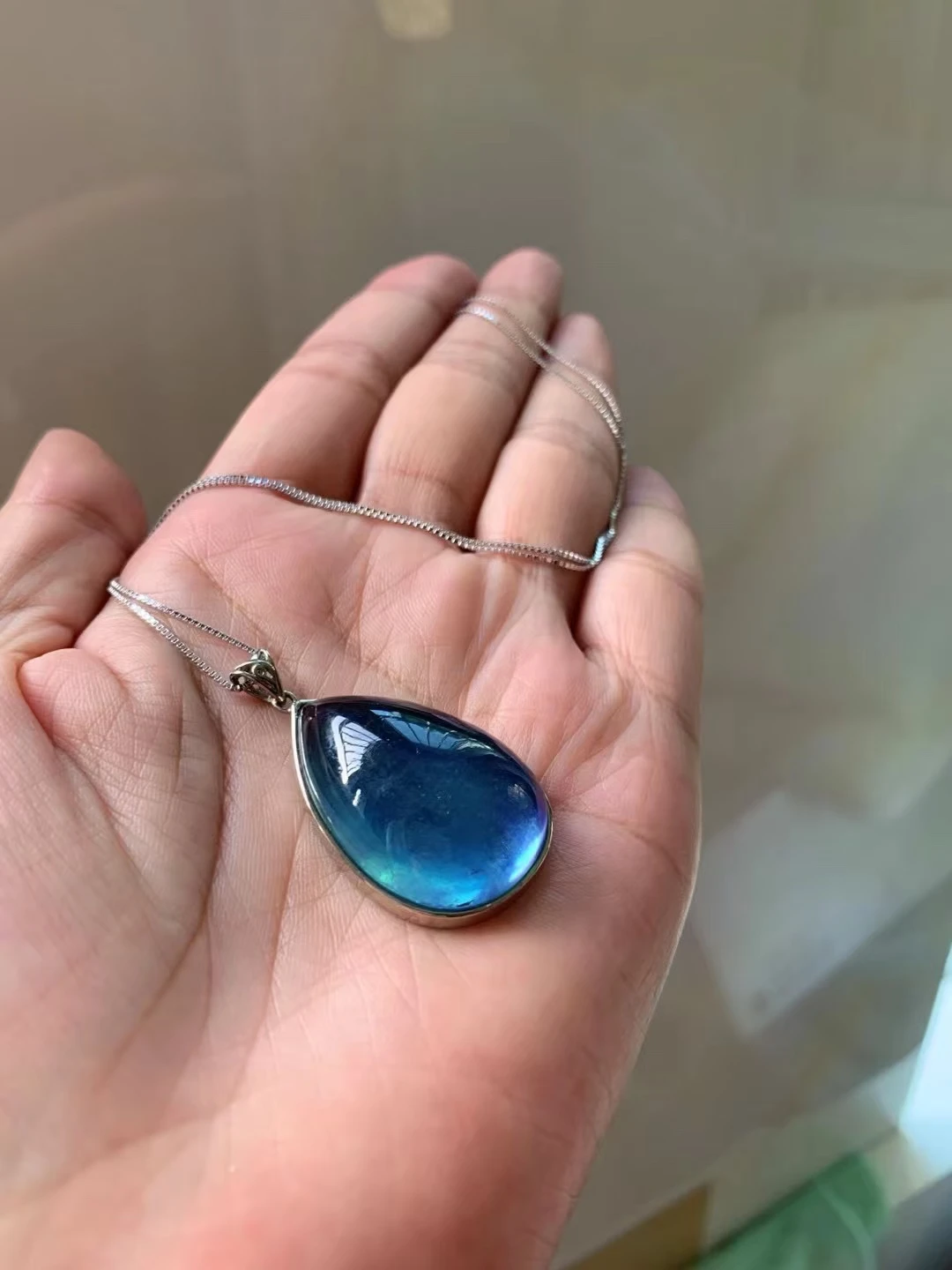 Natural Blue Aquamarine Rectangle Pendant 38*24*10mm Dragon Big Size Aquamarine Brazil Jewelry Women Fashion Jewelry AAAAAAA