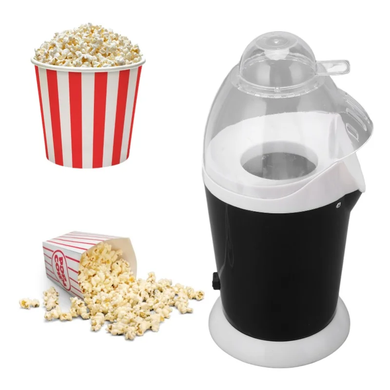 1100W Black Popcorn Maker Hot Air Popper Machine For Home Kitchen Dormitory Camping EU Plug 220V