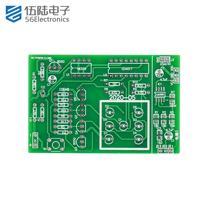 LED Electronic Dice Test Waveform DIY Kit Self Assembly and Soldering Spare Parts for Teaching and Traning