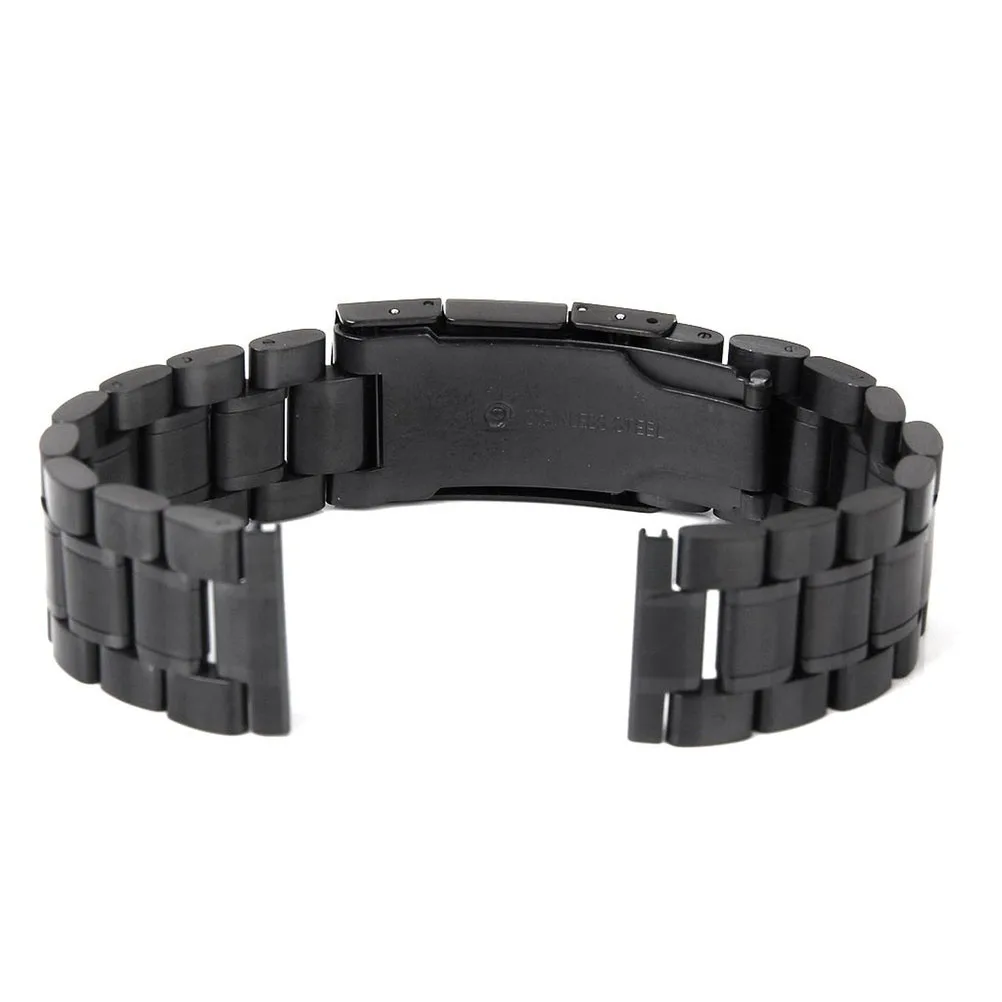 

22mm Stainless Steel Watch B 173mm Length 35mm Thickness Foldover Clasp Push Button Black Color Solid Links Strap Easy