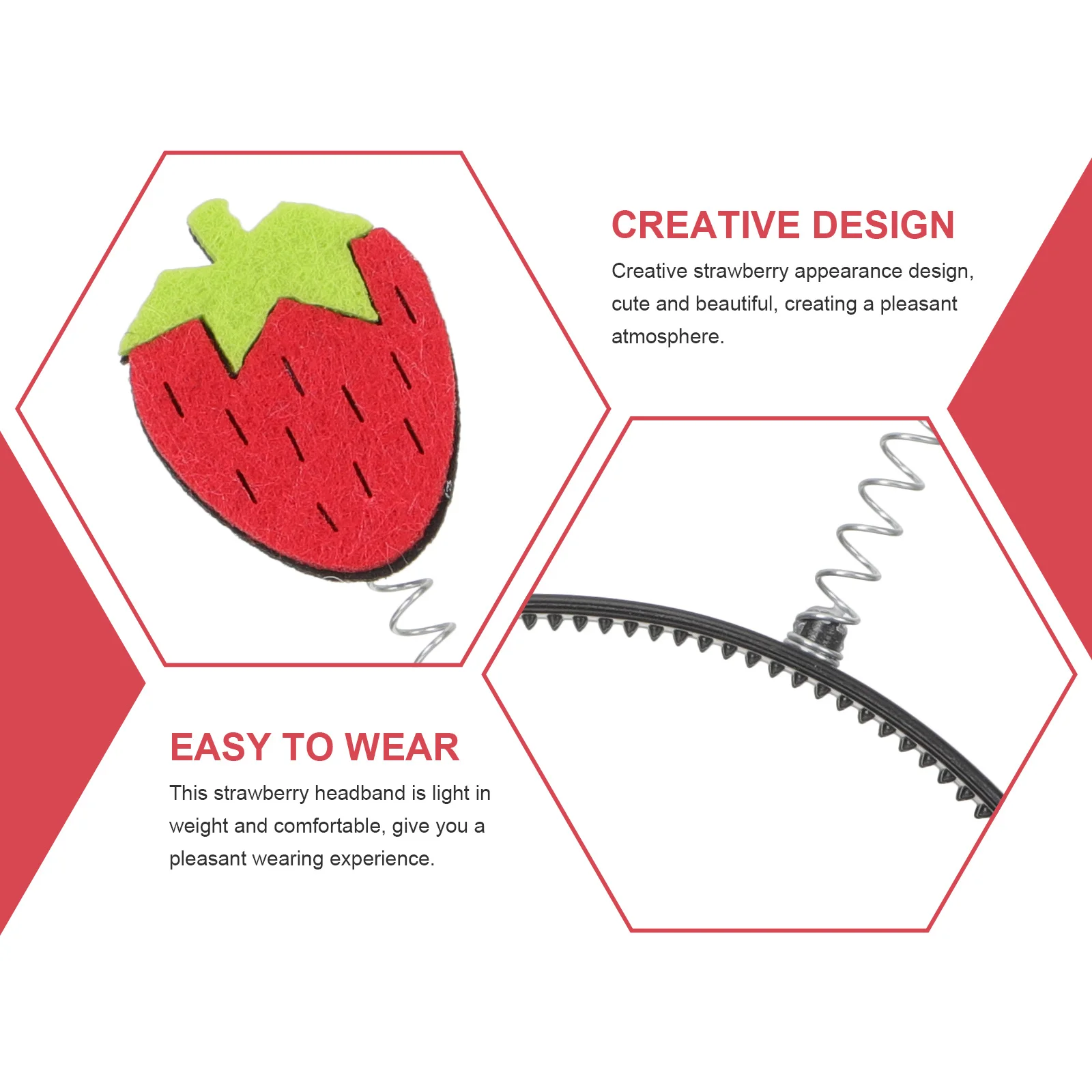 

2Pcs Strawberry Headdress Eye-Catching Fruit Hair Accessories for Christmas Bar Dance Party Costume Wear