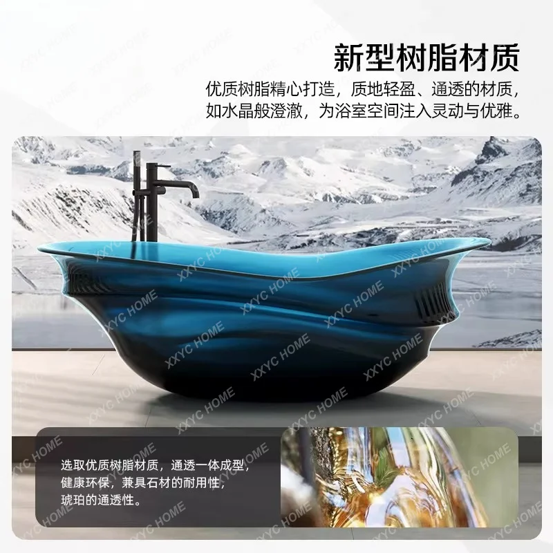 XX Transparent Bath Household Hotel Oval Resin Color Art Crystal Freestanding Double Bath