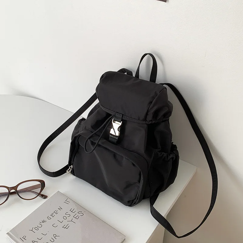 Women's Small Nylon Backpack, Water Resistant Casual Daypack, Minimalist Travel & Commute Backpack for Daily Use