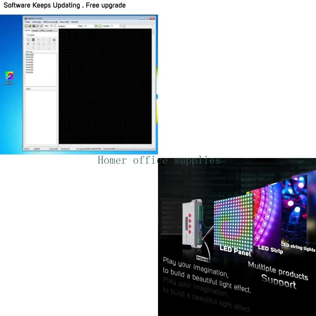 

K43B Full-color Lantern Pixels Program Controller Programmable Compatible for K1000C DMX512 Intelligent Lighting Upgrade Card