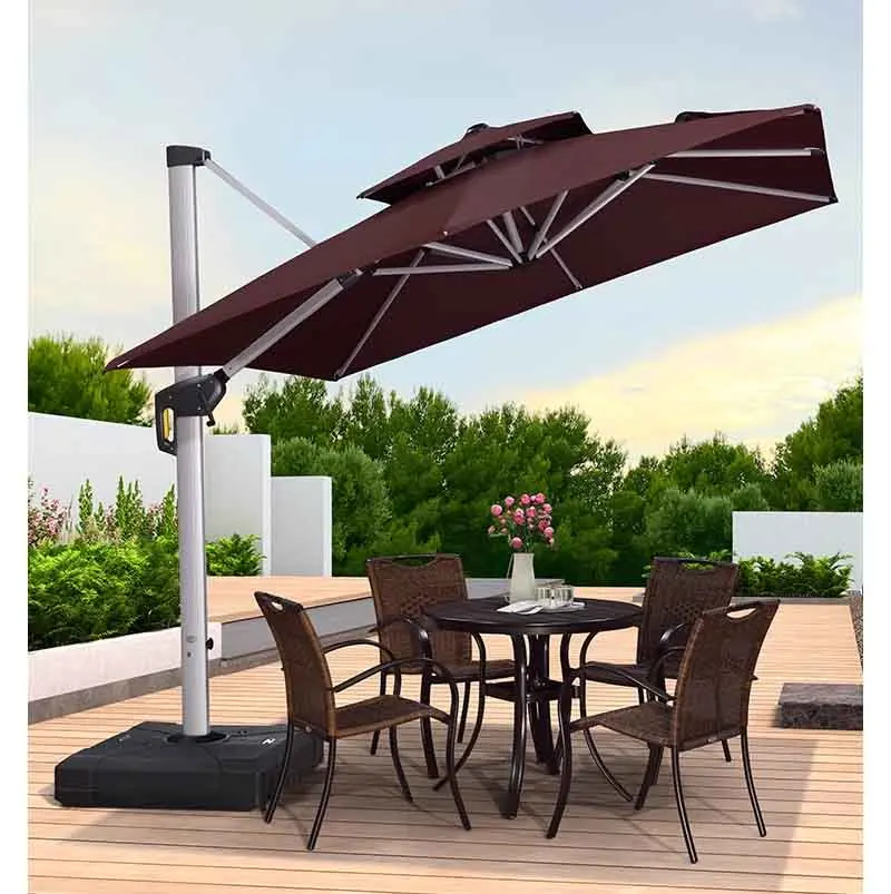 3-meter Aluminum Outdoor Sunshade Umbrella Square Coffee Shop Hotel Tavern Park Hospital UV-resistant Wind-resistant Water