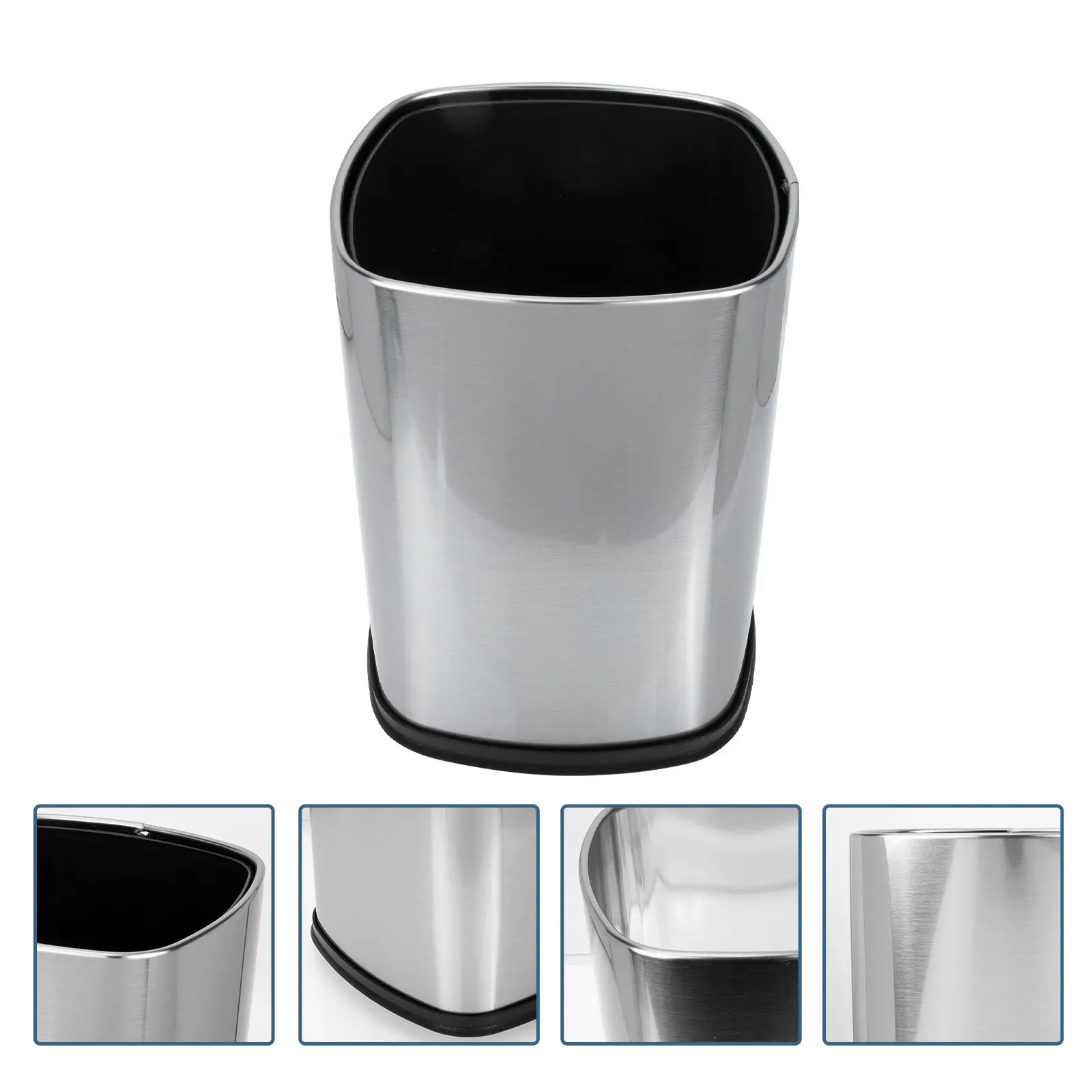

Square Stainless Steel Trash Can Double Layer Waste Bin Heavy Duty Metal Garbage Can for Kitchen Bathroom Office Use