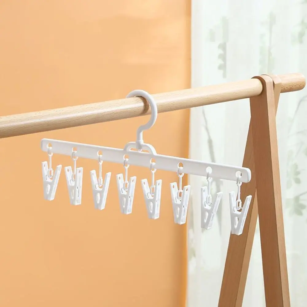 

5pcs 8 Clips Socks Drying Rack Non-Slip Windproof Clothes Drying Hanger Multi-Function Plastic Storage Organiser Baby Clothes