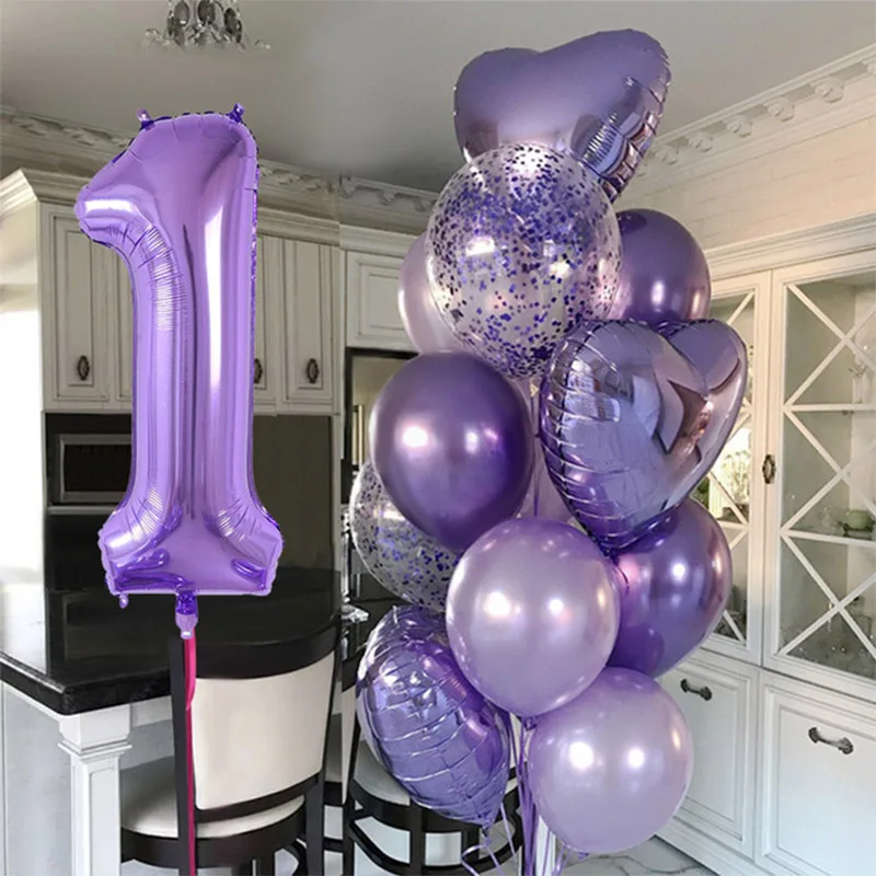 40\'\' Gaint Purple Foil Number Balloons Latex Happy Birthday Party Decor Ballon Adult/Kid Baby Shower/Wedding Decoration Supplies