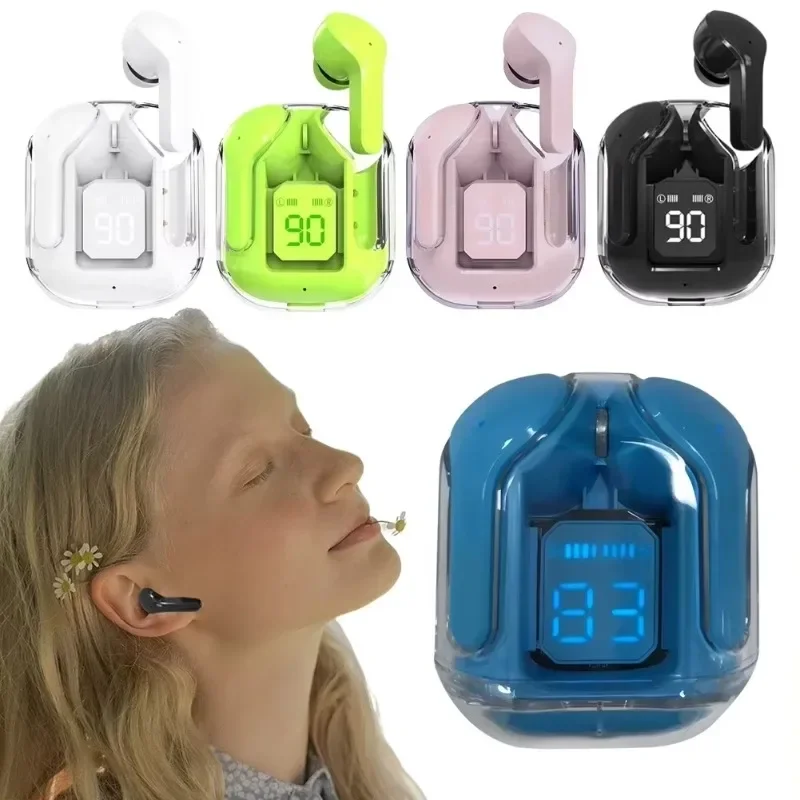 

Transparent Mini Headset Waterproof TWS Wireless BT Headphones Earphones HIFI LED Power Digital Display Stereo Sound Earbuds