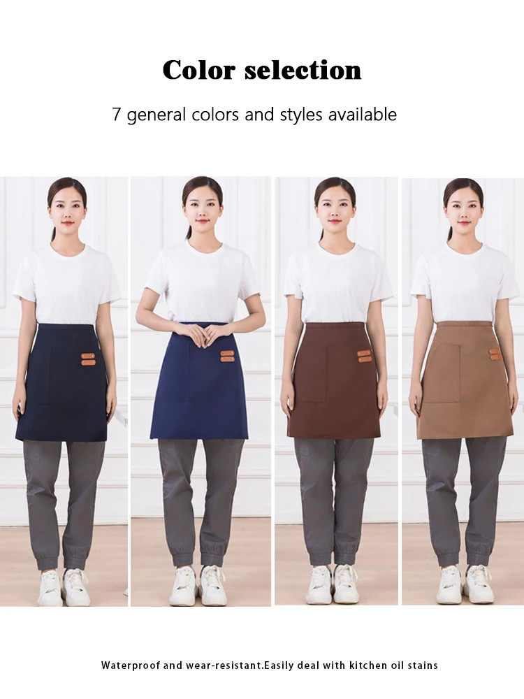 Avental de cintura de lona multiuso, meio avental durável para bar, pessoal, restaurante, cozinha, servidor de panela quente e trabalho de serviço de alimentação