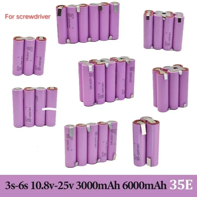 

20A 18650 35E 3500mAh 7000mAh 3S 4S 5S 6S 8S 7.4V 12.6V 14.8V 18V 25.2V 29.6V For Screwdriver batteries weld battery pack