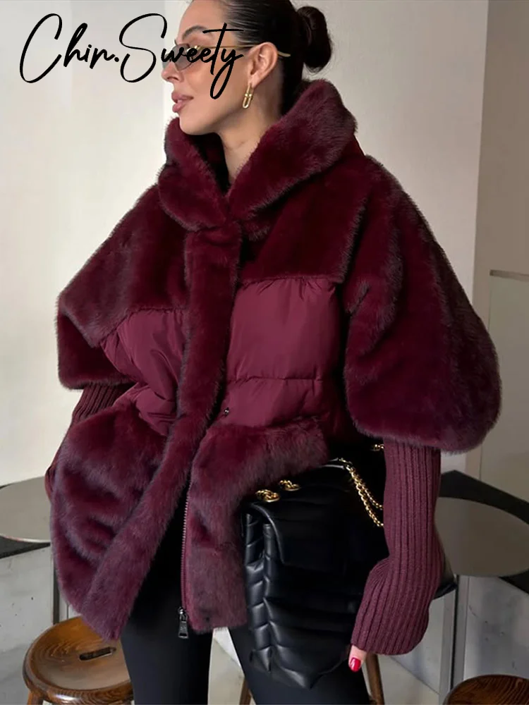 معطف نسائي غير رسمي منسوج من الفرو مع قلنسوة بأكمام كاملة معاطف فضفاضة ودافئة وسميكة للسيدات ملابس شتوية أنيقة جديدة لعام 2025