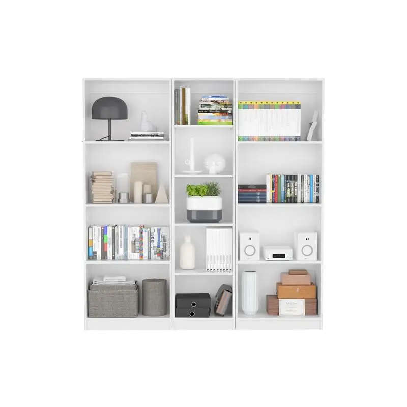 

3-Piece White Living Room Set with 3 Bookcases